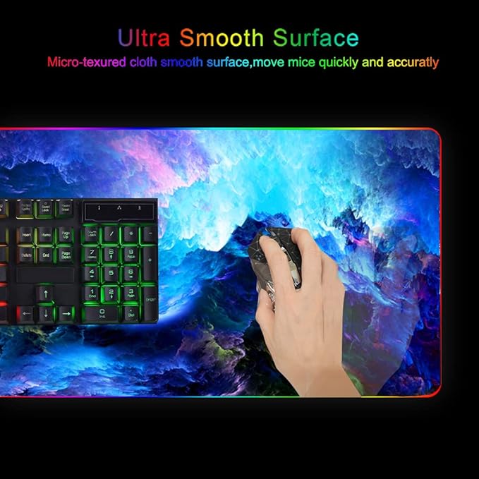 RGB Mouse Pad, Large Extended Soft Led Mouse Mat with Different Lighting Modes